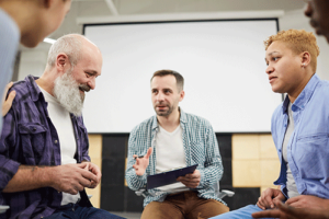 man in a dialectical behavior therapy session