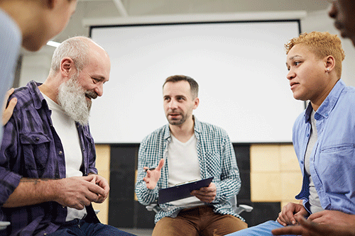 man in a dialectical behavior therapy session